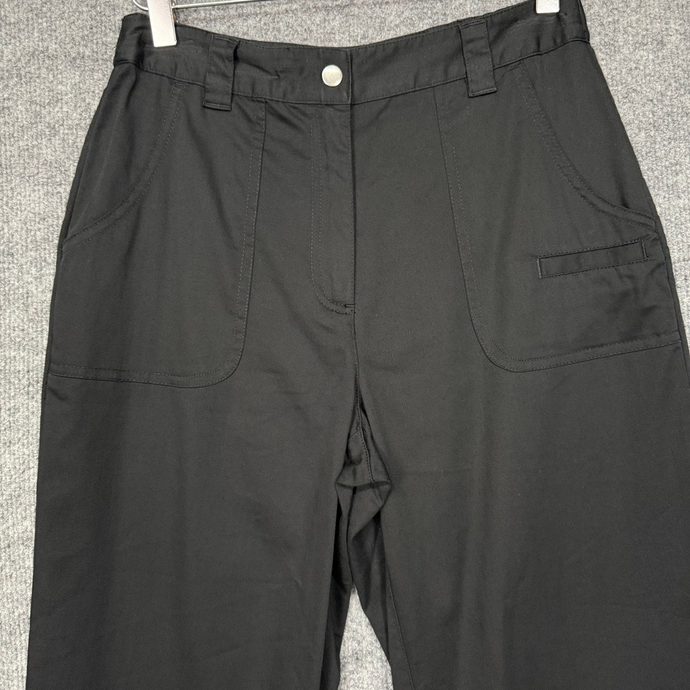 Chicos Pants 0 Womens 4 Black Wide Leg‎ Cropped Cotton Stretch Blend High Rise - Picture 2 of 11